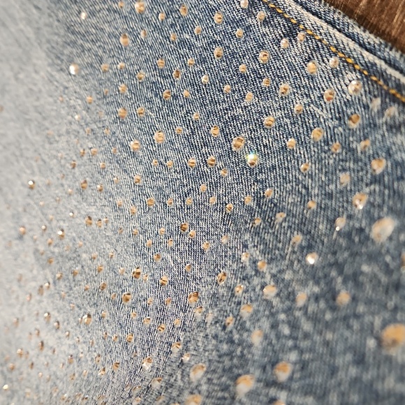 ❤️ NWOT! LOFT HIGH RISE STRAIGHT LEG  SPARKLE JEANS, RAW HEM, 16 (33) - Picture 4 of 10